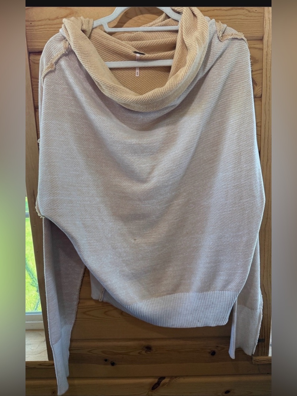Free People Light Beige/ Orange Cowl Neck Women’s Sweater Medium